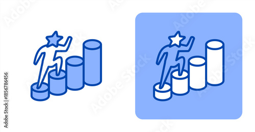 Success Line Color  Two-tone color and contrasting background icon illustration