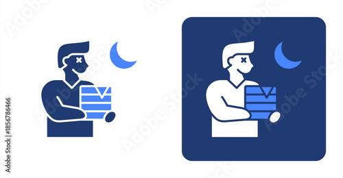 Overwork Glyph Color  Two-tone color and contrasting background icon illustration
