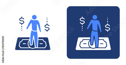 Salary Glyph Color  Two-tone color and contrasting background icon illustration