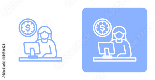 Overtime Line  Two-tone color and contrasting background icon illustration