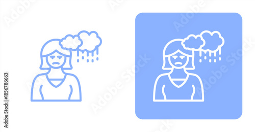 Depressed Line  Two-tone color and contrasting background icon illustration