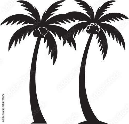 A striking silhouette of a coconut palm against a dark background
