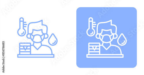 Illness Line  Two-tone color and contrasting background icon illustration