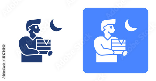 Overwork Glyph  Two-tone color and contrasting background icon illustration