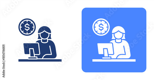Overtime Glyph  Two-tone color and contrasting background icon illustration