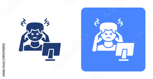 Stress Glyph  Two-tone color and contrasting background icon illustration