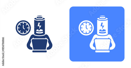 Exhausted Glyph  Two-tone color and contrasting background icon illustration