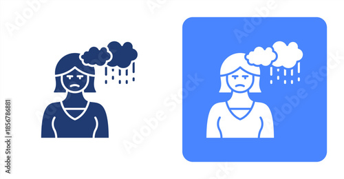 Depressed Glyph  Two-tone color and contrasting background icon illustration