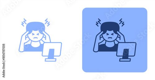 Stress Mixed  Two-tone color and contrasting background icon illustration
