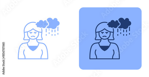 Depressed Mixed  Two-tone color and contrasting background icon illustration