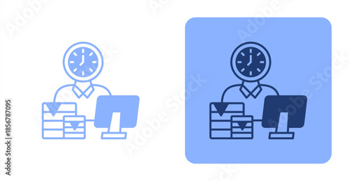 Workaholic Mixed  Two-tone color and contrasting background icon illustration