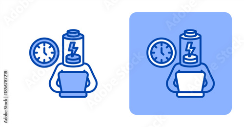 Exhausted Line Color  Two-tone color and contrasting background icon illustration