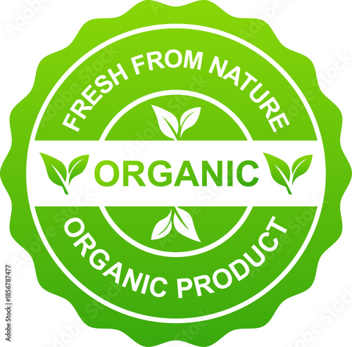 organic food product label sticker design for product vegetable fruit green symbol isolated vector