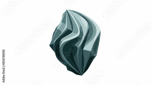 Abstract representation of a polished, multifaceted stone with a swirling, organic pattern, suggesting geological formation and natural beauty