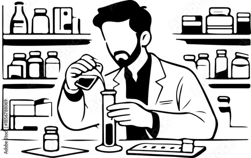 Minimalist Icon of Professional Male Postman Holding Delivery Box