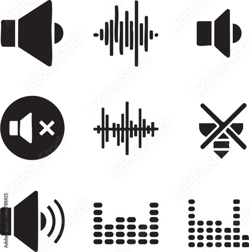 sound, equalizer, volume, mute, audio, waveform, spectrum.eps