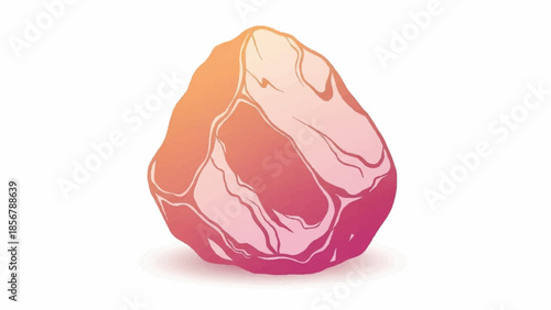 A Raw Steak with Visible Marbling and a Vibrant Pink and Orange Hue, Presented on a White Background