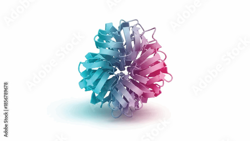 3D Molecular structure of a protein with a gradient color palette against a white background