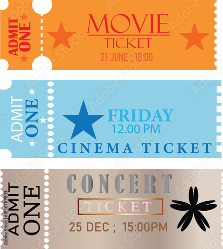 Vintage Raffle Ticket Template with Perforated Edges Isolated on White