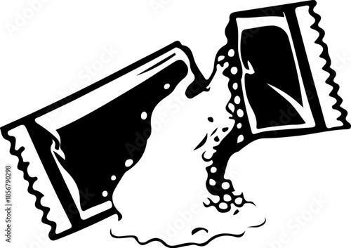 Line Drawing of Torn Pain Relief Blister Pack with Pills Falling