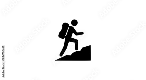 Traveler mountain walk black white icon 