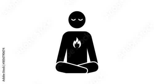 Man lotus meditation sign black white icon 