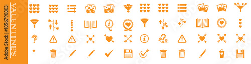 Collection of orange ui icons for interface design and application development