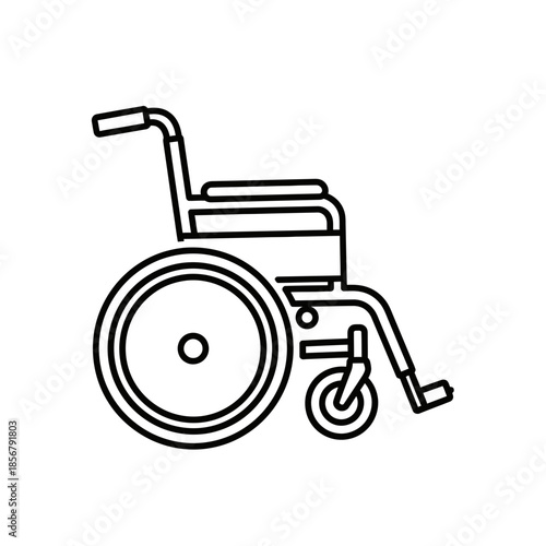 Wheelchair Icon Outline – Mobility Accessibility Medical Vector Illustration