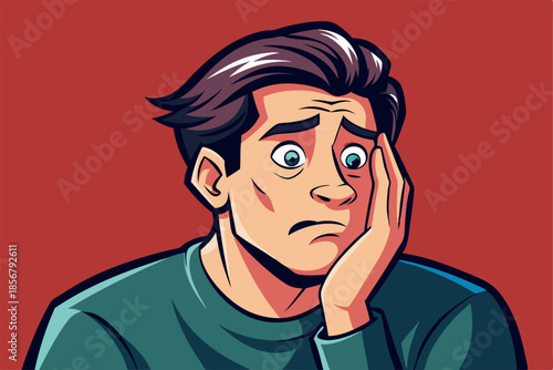 Comic-style vector of a man facepalming. Ideal for humor, reaction concepts, and expressive visuals.