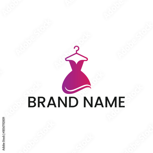 Elegant Pink Gradient Dress Icon on Hanger for Boutique Fashion Logo