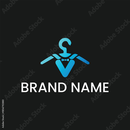 Modern Blue Gradient Hanger Logo with Bow Tie for Digital Laundry and Premium Fashion Services