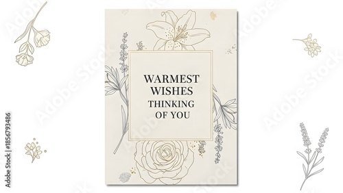 Warmest wishes christmas card with floral design