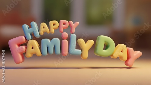 Colorful happy family day greeting with blurred background