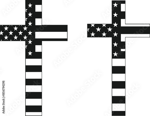 american flag cross vector art for patriotic t shirt design and faith based graphics