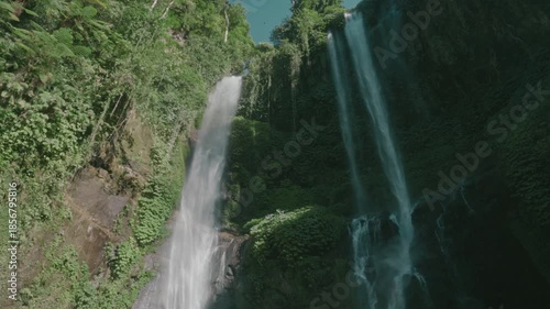 waterfall in a green forest