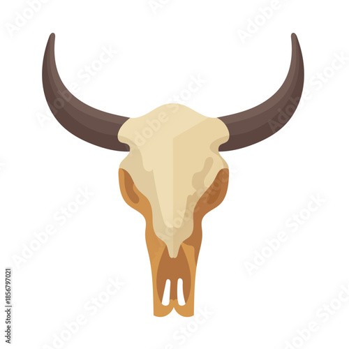 Bull skull, Wild west. Flat vector clipart, illustration with isolated background.