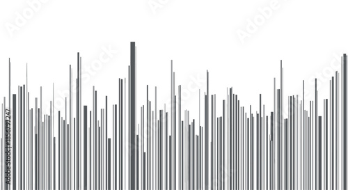 Abstract composition of vertical bars in different heights and shades of gray creates a minimalist data visualization or architectural look.