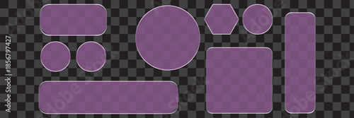 Liquid glass smartphone interface isolated. White ui light frame square and circle banner with shine stroke. Control center widget for smartphone and web app, vector illustration