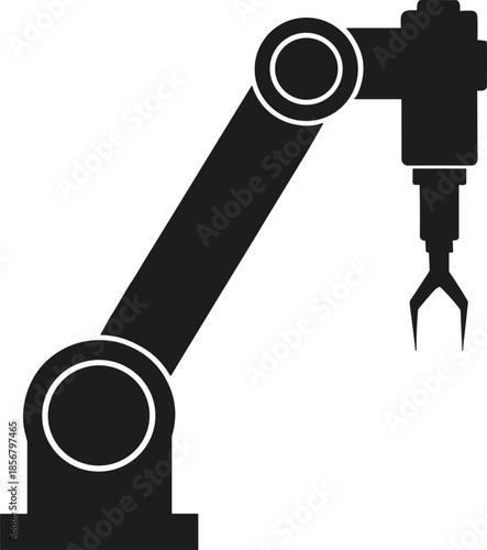 Industrial Robotic Arm Silhouette for Automation, Manufacturing, and Technology-Themed Vector Illustration in Modern Engineering Style