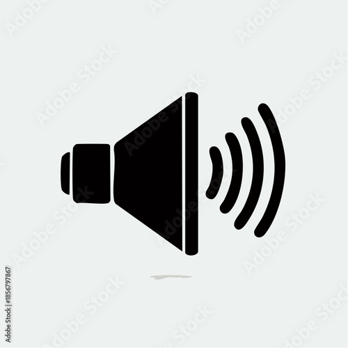 A 3D vector illustration of an audio speaker icon designed as a wireless music button symbol for web communication and computer network technology to control volume and voice sound waves