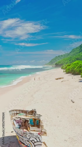 Aerial View Hidden Gem Bali Nunggalan Beach Bali Indonesia 4K