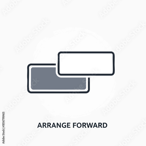 Icon of two overlapping rectangles, one gray, one white, with "ARRANGE FORWARD