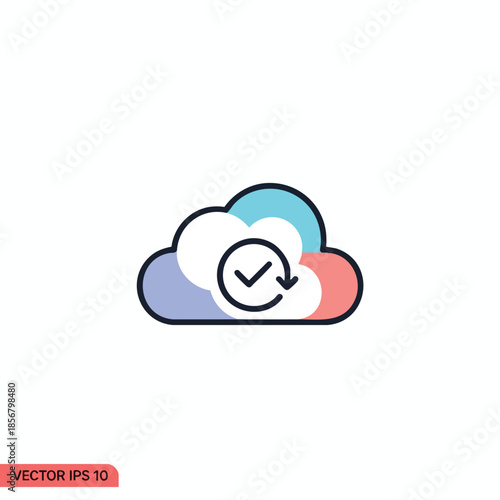 A colorful cloud icon with a check mark and recycle symbol, representing data upload