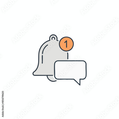 A bell icon with a notification and speech bubble, a minimalist design