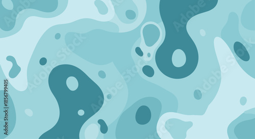 Abstract background of flowing organic shapes in various shades of blue creating a liquid and underwater aesthetic for designs.