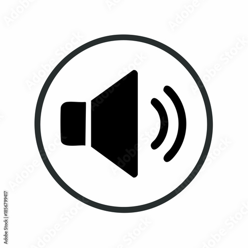 A glossy circular web button set featuring a vector illustration of an audio speaker and sound volume icon for a music player or video interface design