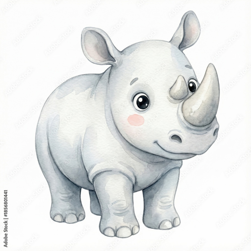 Fototapeta premium Cute baby rhino with big eyes and sweet expression
