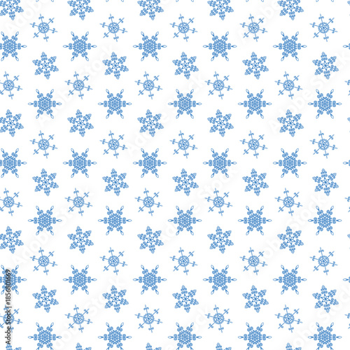 Winter seamless pattern with snowflakes, holiday background. Vector illustration for fabric, textile wallpaper, posters, gift wrapping paper. Christmas vector illustration. Falling snow.