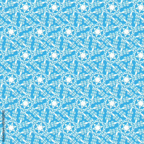 Winter seamless pattern with snowflakes, holiday background. Vector illustration for fabric, textile wallpaper, posters, gift wrapping paper. Christmas vector illustration. Falling snow.