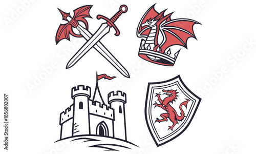 medieval vector icon design bundle